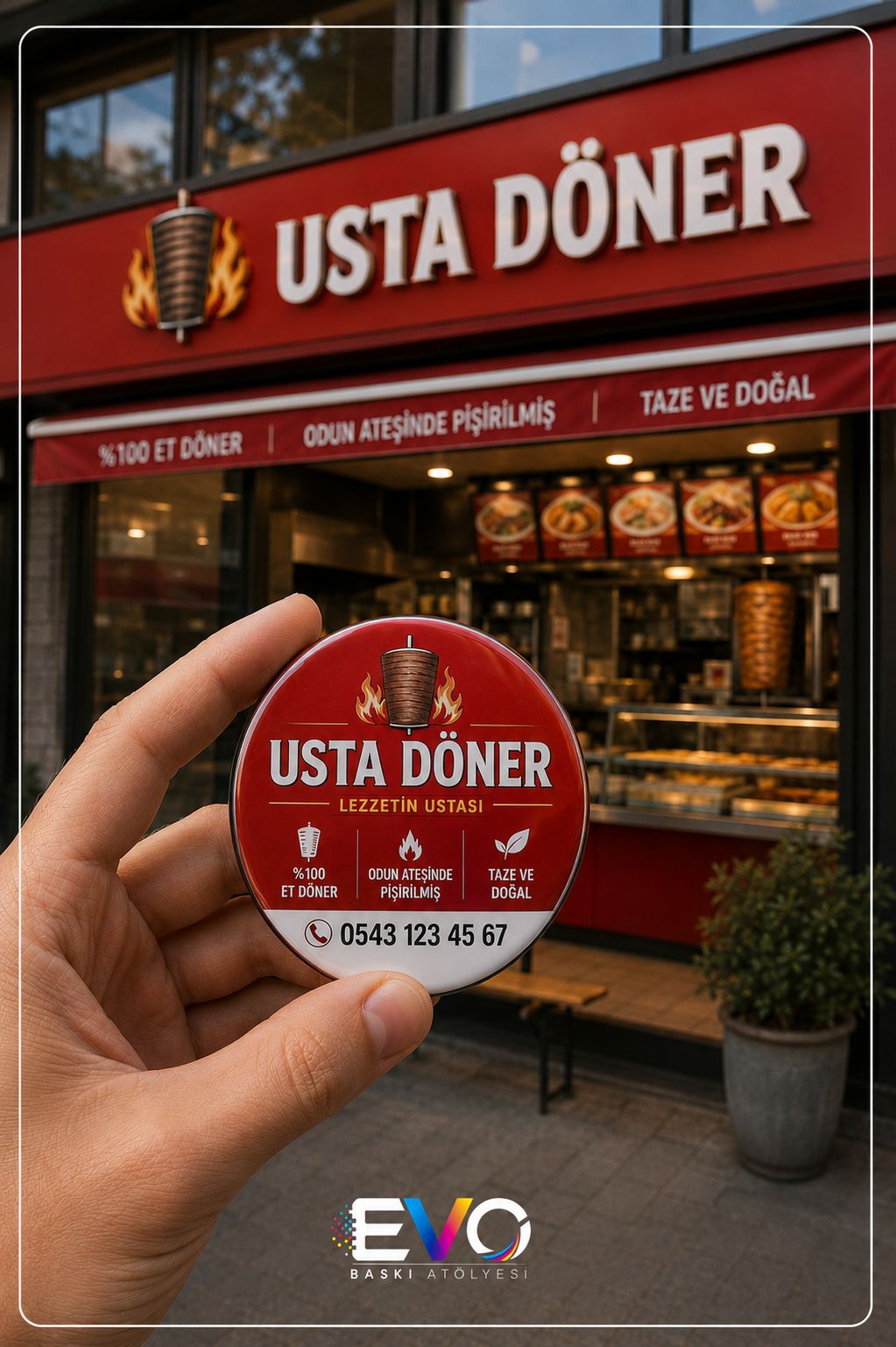 Usta Döner için kişiye özel baskılı magnet açacak