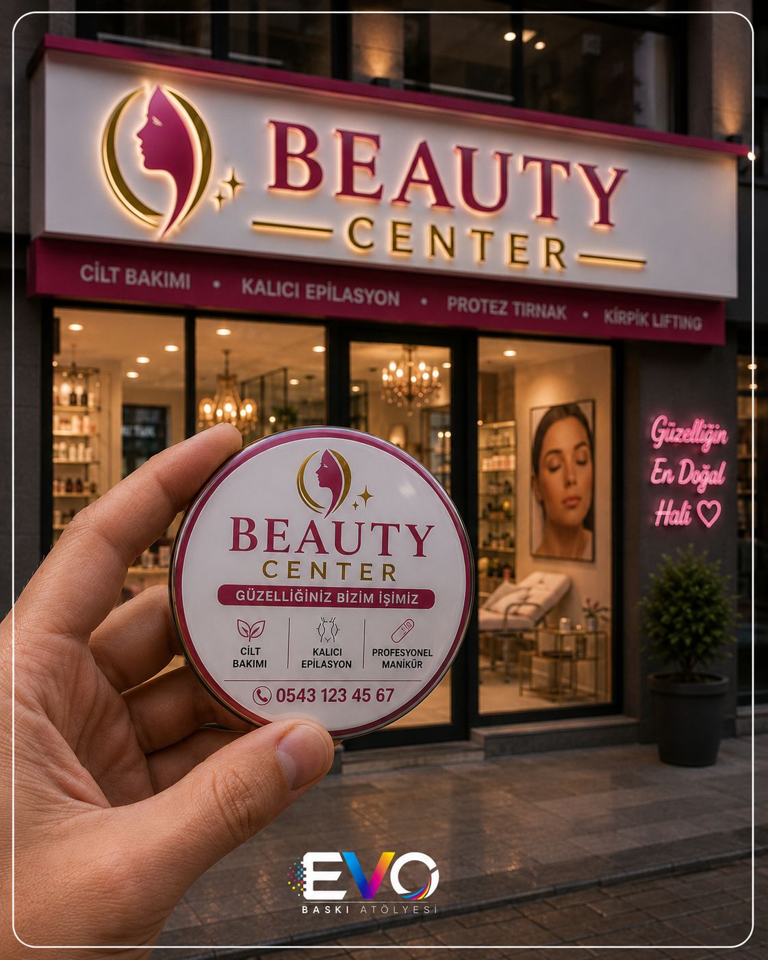 Beauty Center güzellik salonu için baskılı magnet açacak